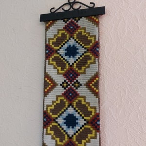 60s 70s hand embroidered wool wall hanging, woven wool wall hanging , wool tapestry ,design decor, wall art, wall decor (-)