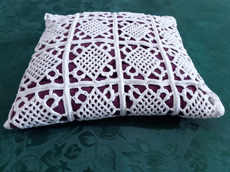Decorative Pillows decorative crochet pillow purple white crochet bedding decor pillow 6cl Vintage Handmade Crochet Withe Purple Pillow
