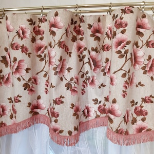 Vintage Floral Valance Curtain, Pink White Flowers, 59 x 23.2 inches (E3)