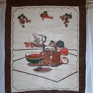 Vintage fruits print Kitchen cafe curtain , Cotton print Retro with signature collectible kitchen decor, towel curtain,Scandinavian (E8)