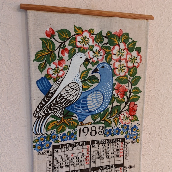 Collectible 1983 Year Calendar, Vintage Sweden Almedahls Calendar