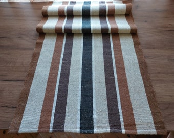 Vintage woven Linen table runner, table topper, table dressing , vintage linens, table linens (E10)