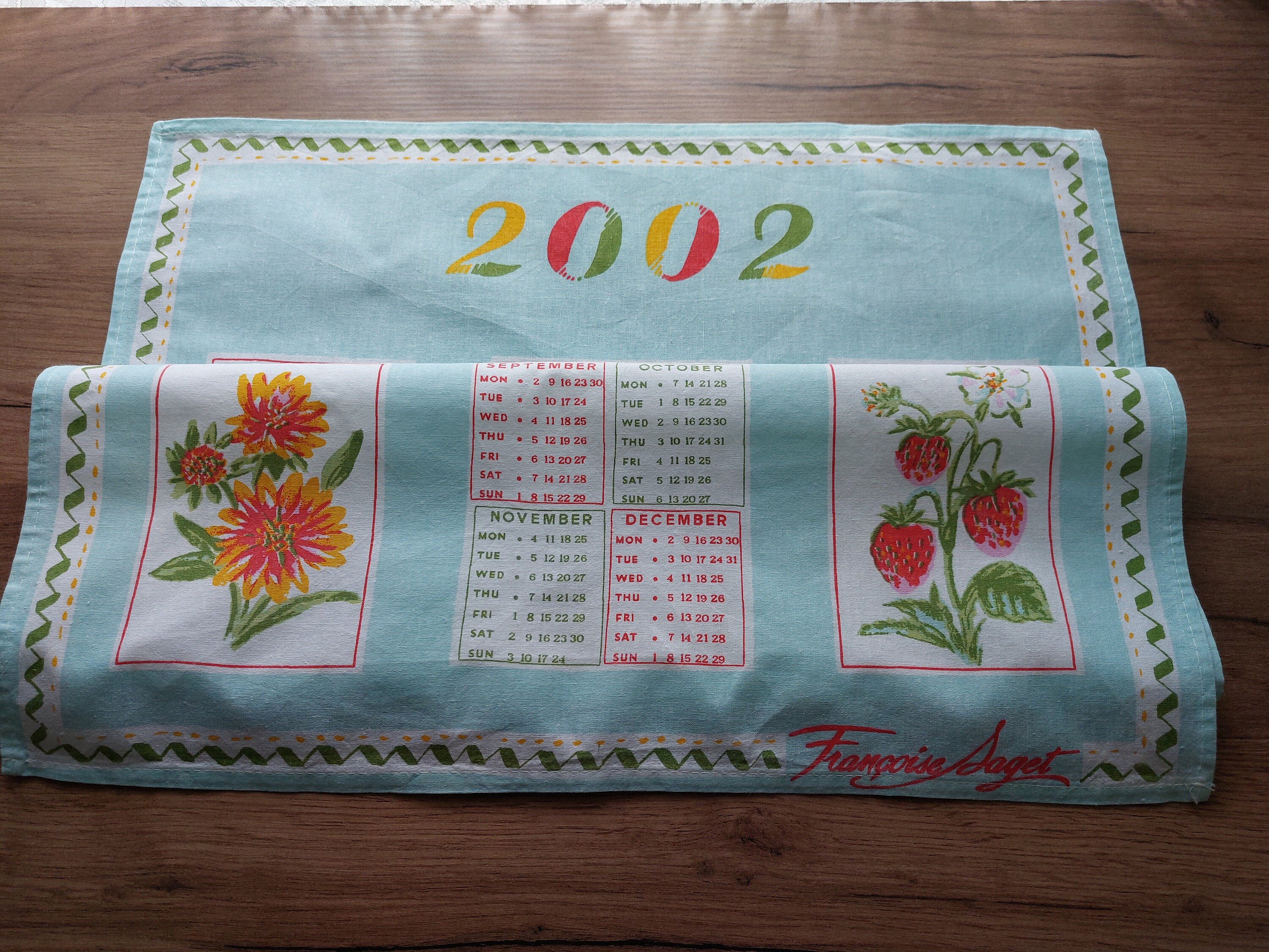 Vintage 2002 Year Cotton Calendar,for Vintage Calendar Collectors