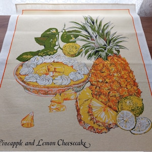 Vintage Australia pineapple and lemon cheesecake tea towel, vintage recipe, Cake recipe, vintage towel, vintage collectible tea towel (EB)