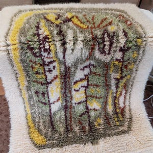 Tapis Rya en laine douce conçu des années 60, tapis scandinave, tapis en laine, tapis d&#39;appoint, tenture murale en laine Rya, art de la laine, tapis en laine douce (L)