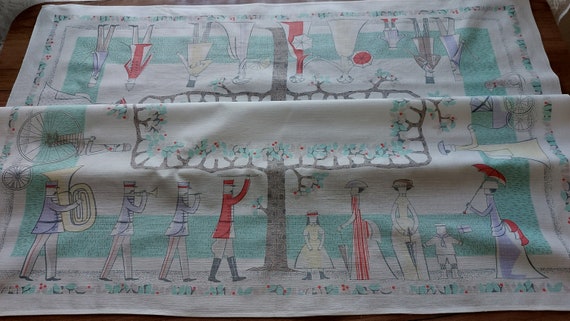 Swedish vintage cloth・* ② 120×130 Vintage Swedish Collectible Printed Cotton Tablecloth, Vintage