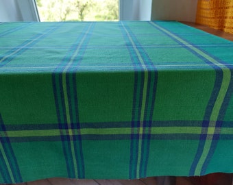 Vintage Finlayson Finland square green tablecloth , Breakfast table cover , Small tablecloth , Kitchen tablecloth , Scandinavian textile(E8)