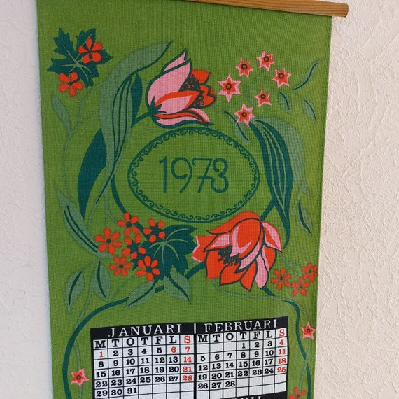 Collectible 1973 Year Calendar, Vintage Sweden Almedahls Calendar