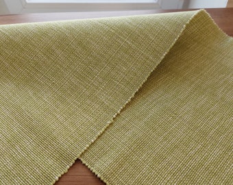 Vintage woven thick cotton light green table topper, short table runner, Vintage textile (E1)