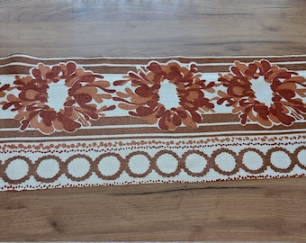 Vintage wide printed acrylic valance curtain, Vintage kitchen cafe curtain, retro kitchen warming, Vintage textile (E8)