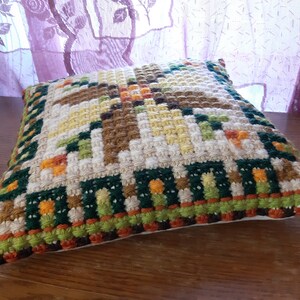Hand embroidery Decorative Vintage pillow , Linen - Wool Scandinavian decorative pillow, Folk , Retro pillow Vintage bedding , room decor