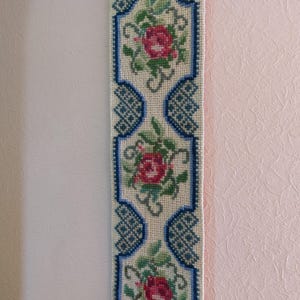 Scandinavian embroidered roses wool tapestry, vintage wool wall hanging, wool wall art, design decor, wall decor (-)