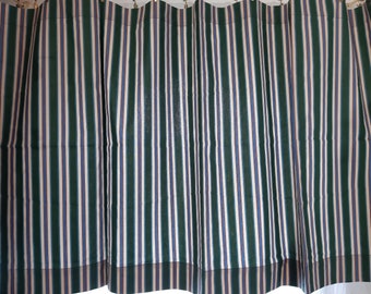 Cotton Short wide curtain, Green white blue red striped Vintage Scandinavian curtains Kitchen curtains Short curtains Wide curtains (E5)
