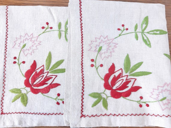 Vintage Floral Hand Embroidery Table Mat Tablecloth Table - Etsy