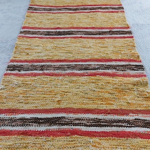 Vintage thick handwoven cotton rug runner , Scandinavian thick cotton bath mat , Handwoven bath mat, rug runner (-)