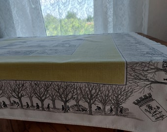 Swedish vintage designed collectible printed cotton tablecloth, Vintage collectible table cloth, Vintage prints, Scandinavian design (EB)