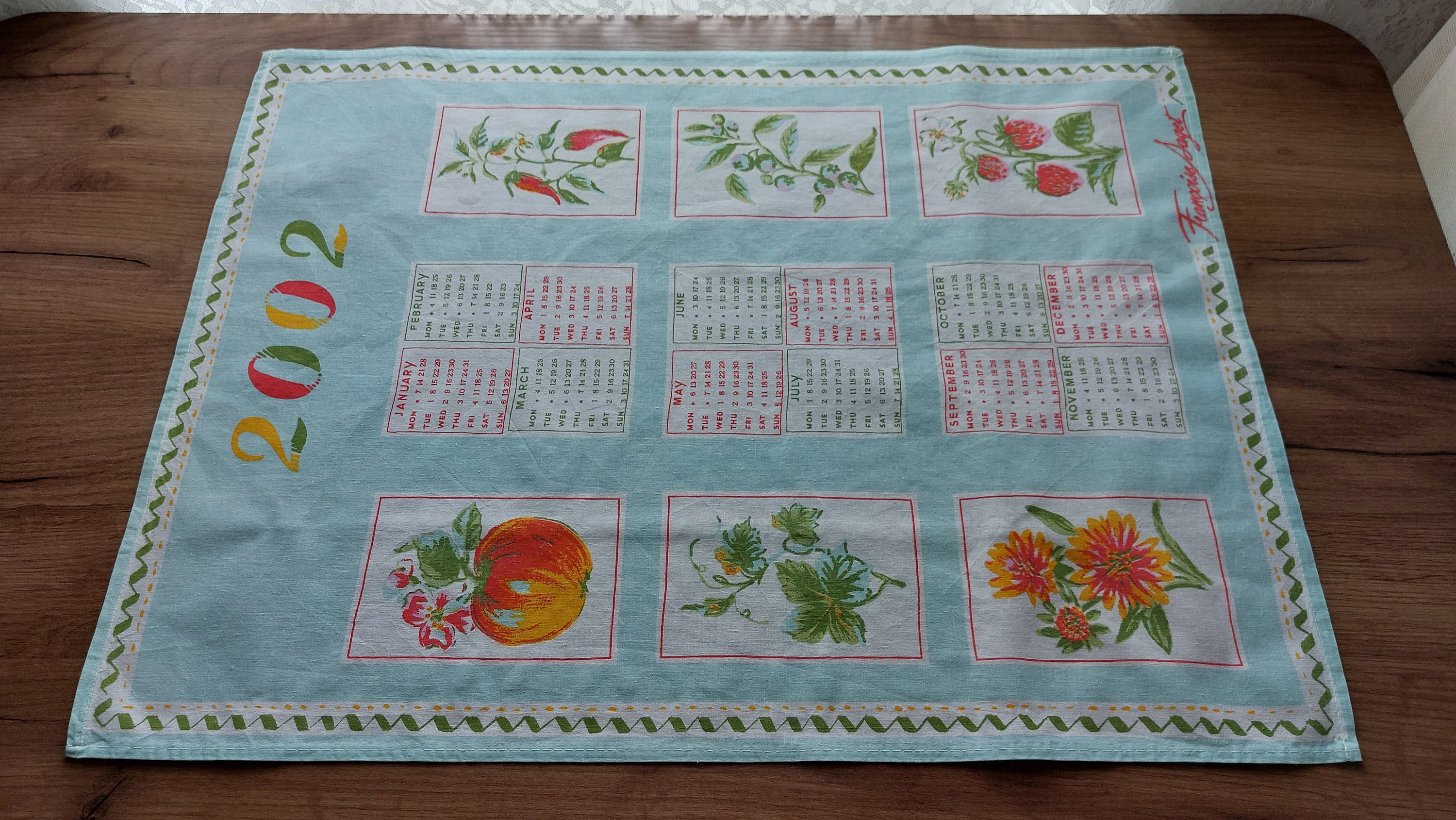 Vintage 2002 Year Cotton Calendar,for Vintage Calendar Collectors