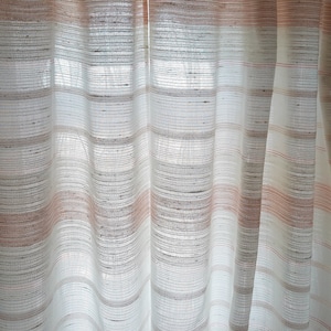 2 Pieces Sheer Pink white beige Synthetic wool curtain panels for one window , Curtains vintage , curtains, Sheer curtains large (15)