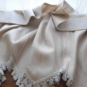 Tenda da caffè vintage, tenda a manto beige, tenda da caffè vintage, tende a manto da cucina - stanza (E13)