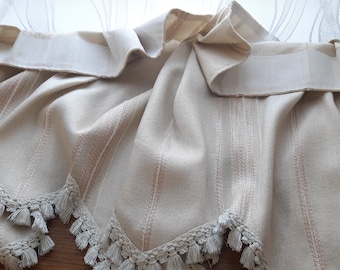 Vintage cafe curtain, Beige valance curtain, vintage cafe curtain , kitchen - room valance curtains (E13)