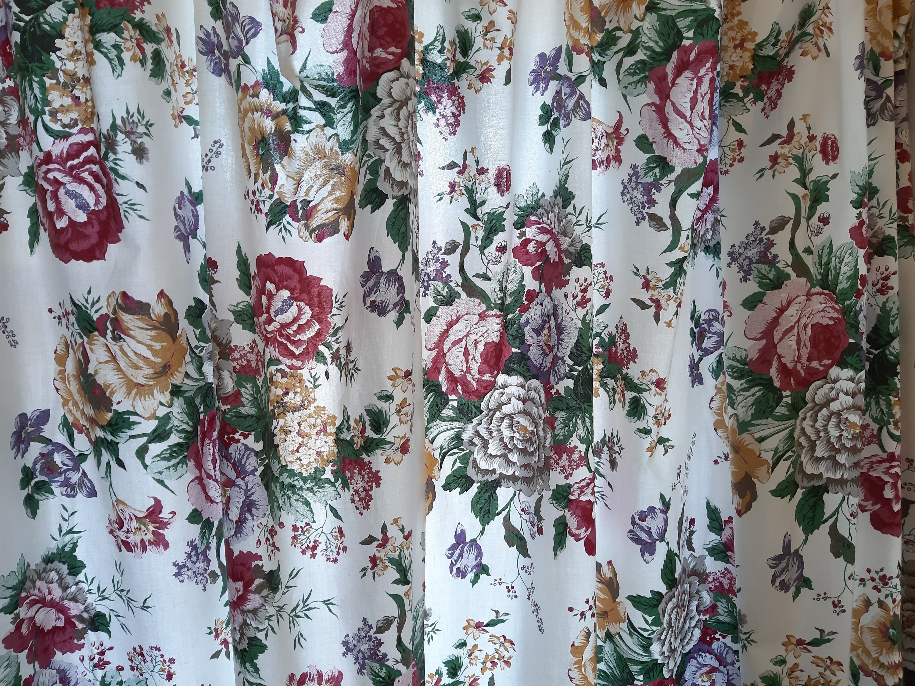cotton curtains F-1 night curtains 2 Pieces Unused Vintage Floral Cotton print curtains for one window curtains floral curtains