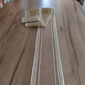 Écharpe de table en lin, écharpe de table en lin doux tissée à la main, écharpe de table vintage, rayures de table, linge de table, linge de maison rétro, décoration de table rustique (E11)