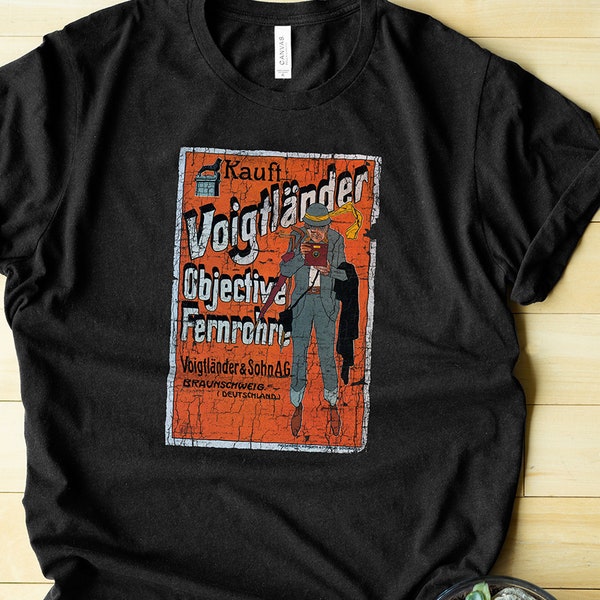 Voigtlander Poster Short-Sleeve Unisex T-Shirt. Distressed for a vintage thrift store look.