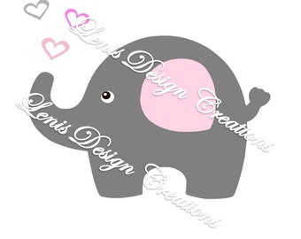 File SVG "Cucciolo di elefante con cuori"