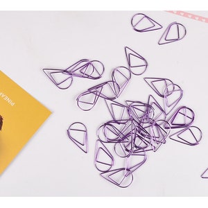 Purple Paperclips, Teardrop Wedding Invitation Card Stationery Scrapbook Planner Accessories Journal Decoration Gift Bookmark DIY