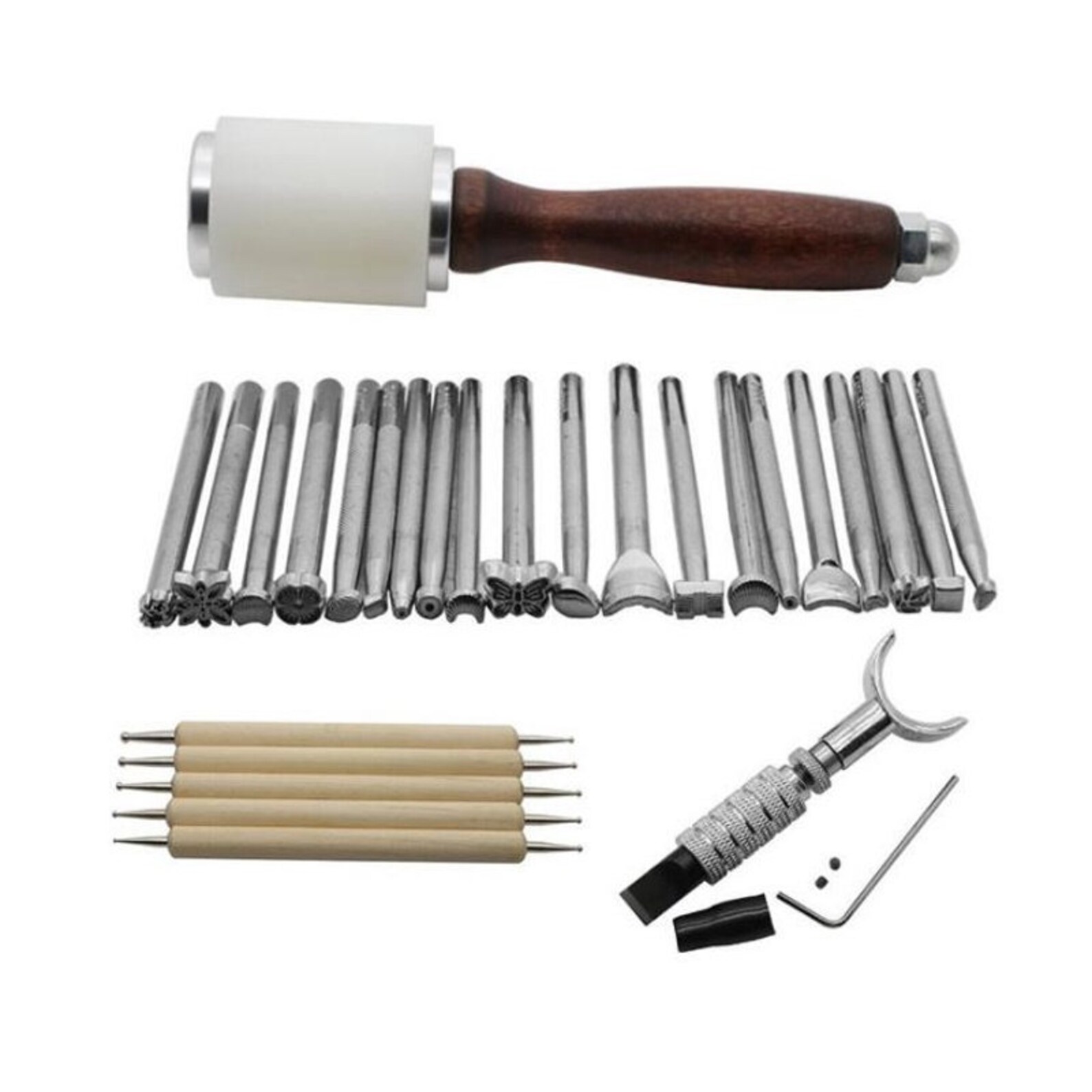 Leather Carving Tools Kit Set DIY Craft Stamps Embossing Etsy