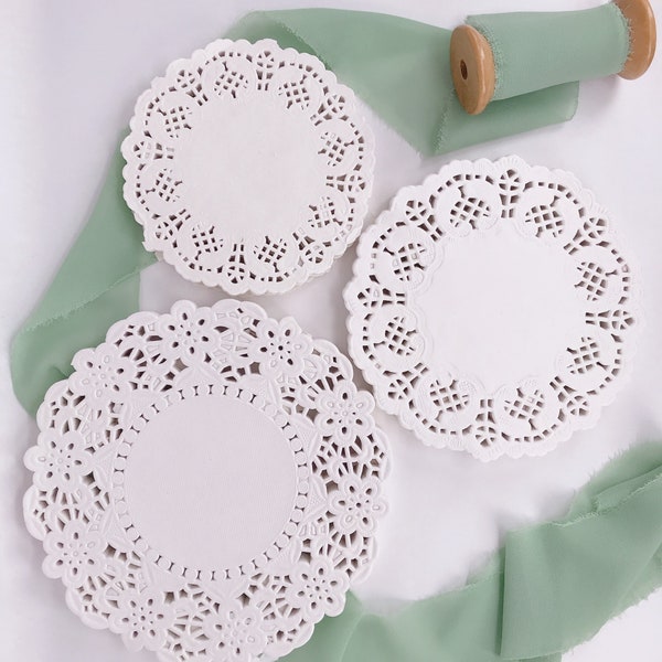 Spitzendeckchen Papier Tischsets Abendessen Hochzeiten Geburtstagsfeiern Backen Kuchen Dekoration Fotografie, 140 PACK 4,5 Zoll 5,5 Zoll 6,5