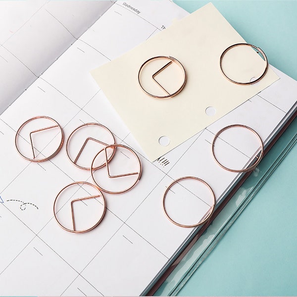 Circle Paperclips, Gold Rose Gold Wedding Invitation Card Stationery Scrapbook Planner Accessories Journal Decoration Gift Bookmark DIY