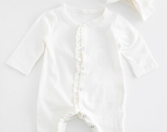 baby girl white ruffle onesie