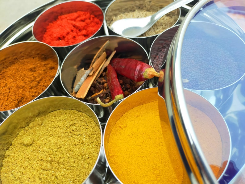 Traditional Indian Spice Box Stainless Steel Masala Dabba 7 Etsy