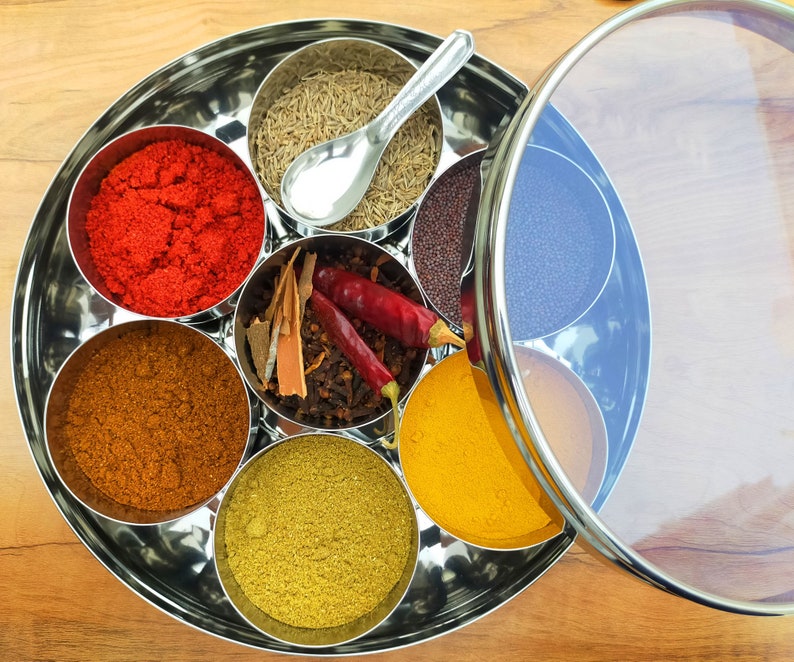 Traditional Indian Spice Box Stainless Steel Masala Dabba 7 Etsy