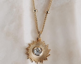 14K Gold Over Sterling Monstrance Necklace | Eucharist | Catholic Gift