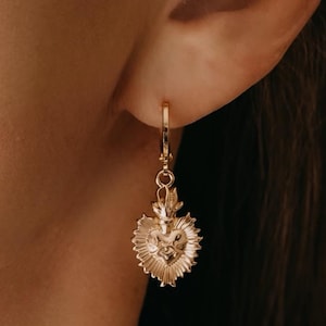 14K Gold Filled Sacred Heart Earrings | Religious Gift | Catholic