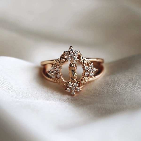 Blessed Mother Floral Ring | 18K GF | Catholic Gift