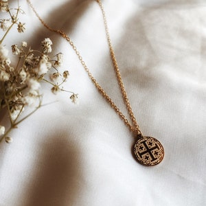 14k Gold Plated Jerusalem Cross Necklace | Religious Gift