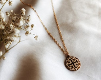 14k Gold Plated Jerusalem Cross Necklace | Religious Gift