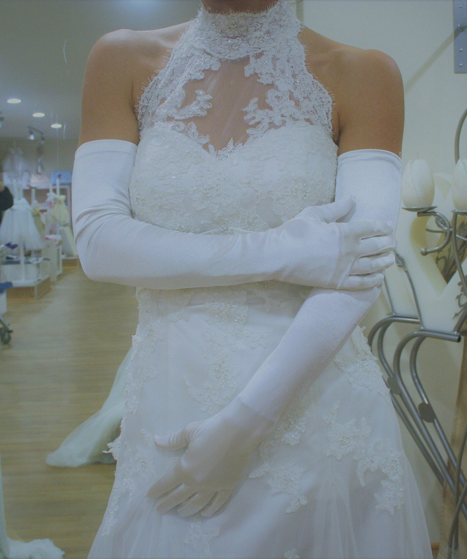 Wedding Gloves Satin Long White/ivory Etsy