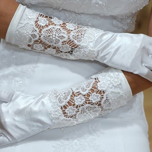 Vrouwen bruiloft handschoenen satijn Lace bruids avond partij