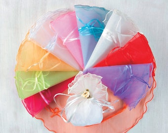 Organza Gift Bags 10/20/50pcs,Jewelry Pouches Wedding Party Favor Gift Bags Gift Bags Candy Bag, round organza bags 35cm with ribbon 3mm