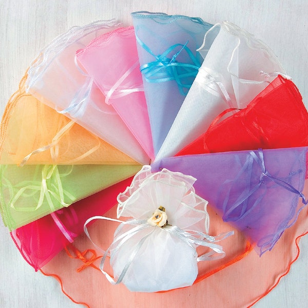 Sacchetti regalo in organza 10/20/50 pezzi, sacchetti per gioielli Sacchetti regalo per bomboniere per matrimoni Sacchetti regalo Sacchetti regalo per caramelle, sacchetti rotondi in organza 35 cm con nastro 3 mm