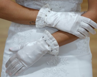 Women Wedding gloves satin bridal Evening party, Gloves Wedding, Beach Party Gloves,Accessory, Wedding Lace Accessories, Lace Glove Bridal