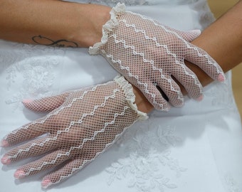 Women net Wedding gloves  bridal Evening party, Gloves Wedding, Beach Party Gloves,Accessory, Wedding Lace Accessories, Lace Glove Bridal