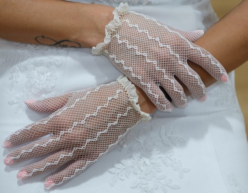 Women net Wedding gloves  bridal Evening party, Gloves Wedding, Beach Party Gloves,Accessory, Wedding Lace Accessories, Lace Glove Bridal