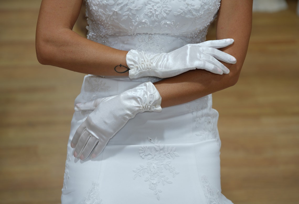 Women Wedding Gloves Satin Bridal Evening Partygloves Etsy