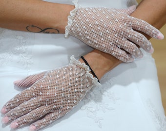 Women wedding gloves white  evening party bridal