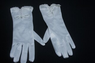 Guanti Corti In Raso Da Donna, Elastici Con Perla, Per Sposa, Matrimoni E Feste, 22,5 Cm, Bianco/Rosa/Champagne